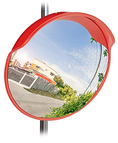 Relaxdays 10023700 Miroir de Circulation 60 cm, Professionnel, résistant aux intempéries, intérieur-extérieur, Fixation Incluse, Rouge, 1