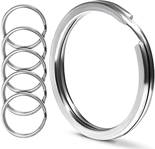 CREST 5 pcs Surgical and Marine Grade Stainless Steel Split Ring for Keychains 1 inch 25mm SS316L Key Rings for Car Keys