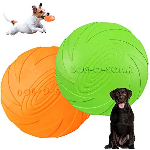 WELLXUNK Perros interactivos Frisbee,2 Pcs Frisbee Perro,Juguete de Disco Volador para Perro,para Adiestramiento de Perros Juguetes de Tiro, Captura y Juego (L)