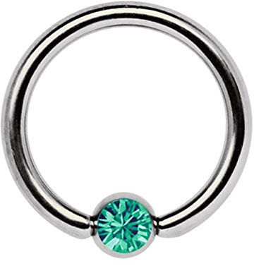 Ohrpiercing, Intimpiercing, Titan Piercing Ring BCR in 1,2 mm mit 4 mm Zirkonia Kugel