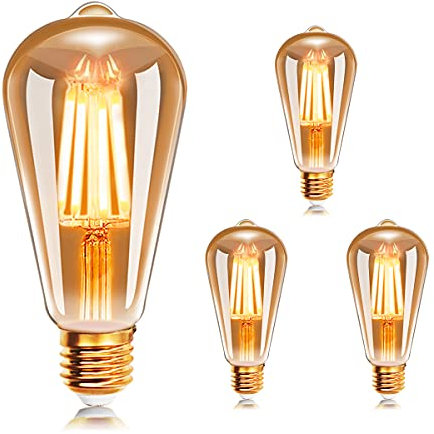 EXTRASTAR Ampoule à filament LED E27 ST64,Ampoules Vintage 6W 2200K Blanc Chaud Rétro Edison Ampoule Vintage Antique Lampe, 540Lm Equivalent à Ampoule Traditionnelle 48W, Lot de 3