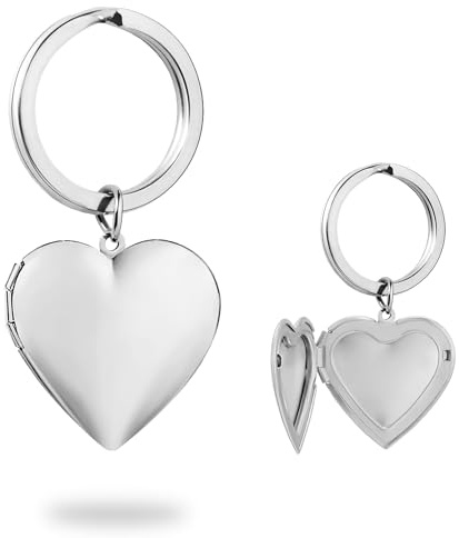 PHOCKSIN Silver Heart Locket Keychains for Women Photo Locket Keychain Memorial Lockets Mothers Day Gifts for Women