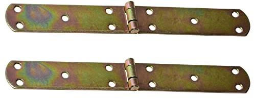 BRESKO Kistenband Scharniere Möbelband Möbelscharniere Tischband Truhenband Beschlag gelb galvanisiert verzinkt (2 Stück - 300x38 mm)