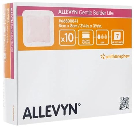 ALLEVYN Gentle Border Lite, 8cm x 8cm Schaumverband, 10 Stück