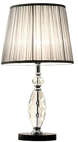 WLBHWL 21.6 Crystal LED Table Lamp Contemporary Bedside Desk Nightstand Lamp Clear Crystal Glass Cut Column For Bedroom Living Room Office