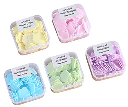 JIHUOO 8 Boxes Portable Paper Soap Confetti Petal Soap Sheets Petals Soap Flakes Flowers Shape Toiletry Paper Soap for Outdoor Travel Camping Hiking