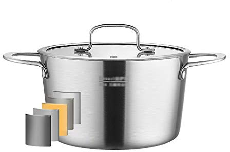 OQHAIR StockKitchen u, Cocina de Acero Inoxidable 304 u con Tapa, Acero Compuesto de 5 Capas, Sartén Antiadherente, Fácil de Limpiar, Apto para Todas Las Estufas (Tamaño : 24cm*14.5cm) (O