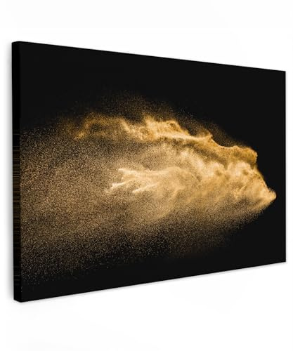 MuchoWow© Bilder Groß XXL Wohnzimmer Goldene Deko Modern Wandbild Foto | 120x80 cm - Leinwand Bild Schlafzimmer Room Decor Geschenke Sand - Gold - Schwarz - Luxe - Kunst