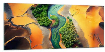 Panorama Bilder auf Glas 100x40cm Glasbild Landschaft Natur Fluss Groß Wanddeko Bild im Glas Schlafzimmer Küche Wandbilder Dekoration Wohnzimmer Modern Wall Decor Wand Kunstdruck Art GAB100x40-6003