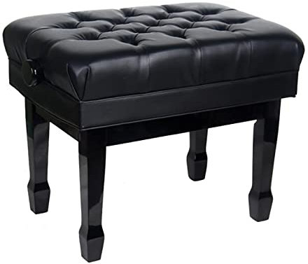 RWRAPS Klavierhocker, verstellbar, Künstler-Klavierbank, Hocker, Schwarze Tastaturbank, mit Ablagefach für Notenblätter, 45–55 cm Höhe