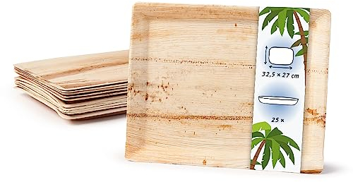 onlyleaf Palmware - Bandeja de Gastro plato de hoja de palma I plato de servir plato de pastel plato desechable platos de fiesta bandeja decorativa I 25 x bandeja de gastrot 32.5 x 27 cm