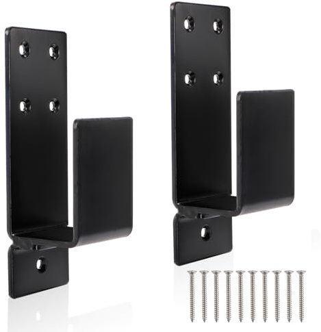 Peohud 2 Pack Door Barricade Brackets, Heavy Duty Drop Open Bar Holder, U Shaped Security Door Brackets for Home, Barn, Shed, Garage, Indoor, Outdoor, Fits 2 x 4 Lumber