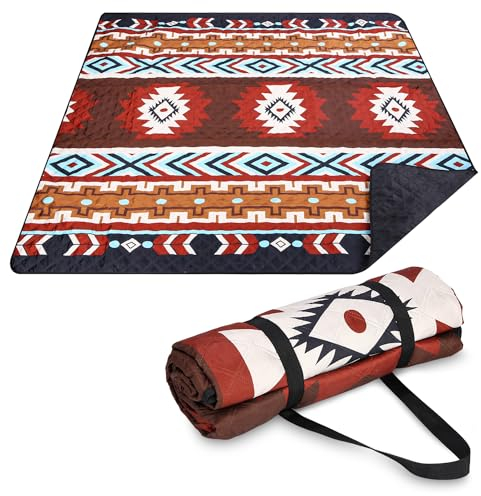 Birshe Picknickdecke Campingdecke 200x200cm, Stranddecke Wasserdicht, Decke Waschbar XXL Faltbar Strandmatte mit Tragegriff, für Outdoor, Picknick, Garten, Strand, Camping