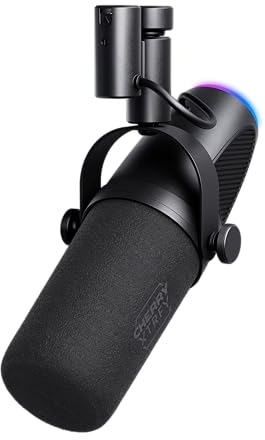 CHERRY XTRFY NGALE X, Professionelles USB- & XLR-Mikrofon für Aufnahmen, Gaming & Streaming, Dynamisches Mikro, Cardioid, Plug & Play, Low-Cut-Filter, Schwarz