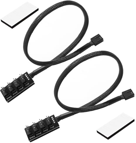 KUOQIY 2 Stücke 4 Port 4 Polige PWM Lüfter Splitter, 4-Pin-Stecker PC-Lüfter Hub, 4-polig / 3-polig Lüfter Stromkabel Hub Splitter Adapter, für 12V Computer 3-Polige 4-Polige Lüfter