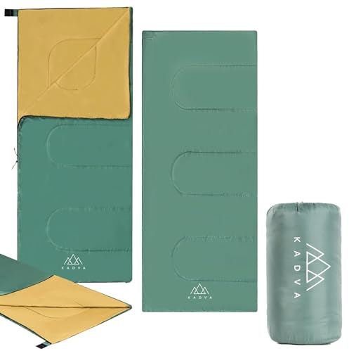 KADVA Saco de Dormir para Acampadas Karvilo 200 x 75 cm Verde con Función de Edredón Temperatura Confort 20 Grados Ideal para el Verano Tecnología Ripstop con una Mayor Durabilidad Espacioso