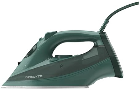 CREATE/IRON FLAT 3000 / Plancha de vapor verde sage/Sistema de encendido rápido, cable de 2m, sistema de seguirdad, deposito de 380 ml, antihaderente y dislizante, 3000W