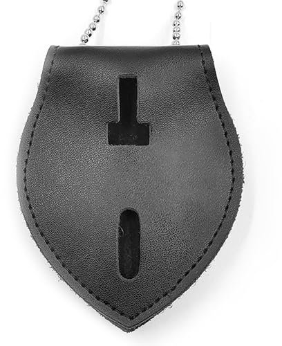 Polizei-Ausweishalter, Rindsleder, Universal-Ausweishalter, Gürtelclip, ovale Form, Schild-Halter für Strafverfolgungsbeamte, Geschenke (schwarz)
