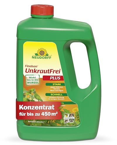 Neudorff Finalsan UnkrautFrei Plus – Kraftvoller, schnell wirkender Unkrautvernichter, der bis in die Wurzel wirkt. Konzentrat für 450 m², 2,5 Liter