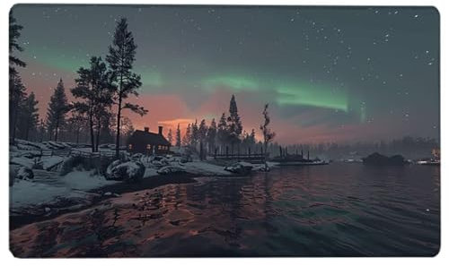 LUESUAYN Black And White Mouse Pad Gaming Large Desk Pad (28x12x0.12inch) Washable Large Mouse Mat, Aurora Mouse Pad with Anti-Slip Rubber Base, Desk Mat for Office & Home C-5