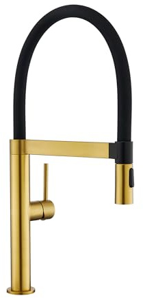 Tohlar Gold Kitchen Tap, Kitchen Taps Mixer with Pull Out Spray | Smooth&Quiet Pull-Out, Magnetic Dock, Commercial Design, Brushed Gold
