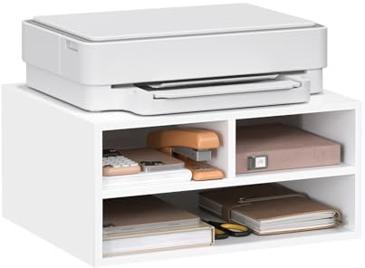 WOLTU Druckerständer, Druckertisch mit 3 Fächern, Druckerschrank 47x22,5x40 cm, Druckerregal, Druckerhalter, Schreibtischcontainer, weiß, ASK15ws
