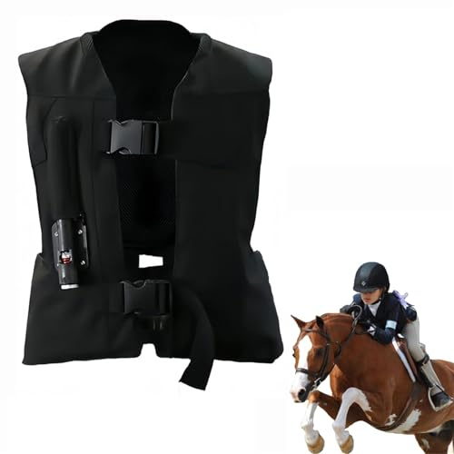 Heerben Gilet Airbag Équestre pour Enfants, Équipement De Protection Réglable Facile À Nettoyer pour L'Équitation À Moto pour 4 Saisons,Noir,L