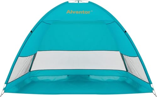 Alvantor Beach Tent Beach Umbrella Outdoor Sun Shelter Cabana Automatic Instant Pop-Up UPF 50+ Portable Beach Shade Camping Fishing Hiking Canopy Easy Set Up Light Weight Windproof for 2-3 Person