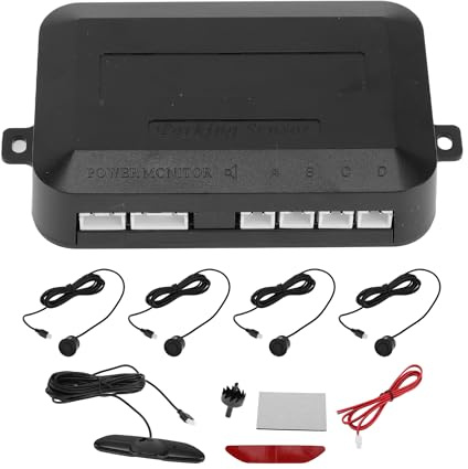 HOPESPANNER Universal Car Auto Reverse Backup Radar System Distance Detection Reverse Parking Sensors Alarm Buzzer Reminder 4 Parking Sensors LED Distance Display