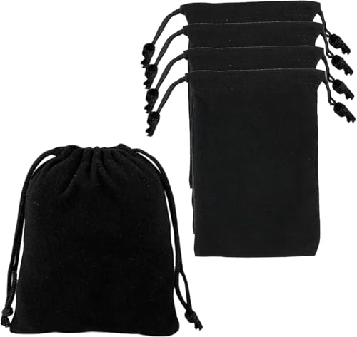 5 Stück Samtsäckchen, Schwarze Samtsäckchen, 10 × 15 cm, Samtbeutel Klein, Beutel Mit Kordelzug Geschenkbeutel, für die Aufbewahrung von Süßigkeiten, Schmuck, Hochzeitsgeschenke, Ohrstöpsel