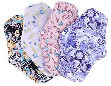 WRITWAA 4piezas Compresas Sanitarias Lavables Bambú Unidades Reutilizables Lactancia Femenina Compresas Menstruales