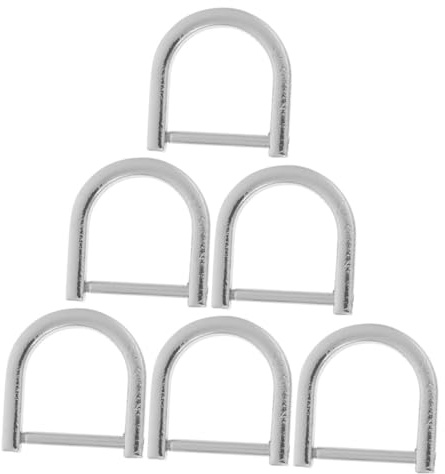 NUOBESTY 6pcs D Shape Rings Zinc Alloy Luggage Hardware Accessories Screw in D-ring Buckles for Purse Strap Making Craft DIY Bag Connectors