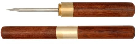 ULIJTH Leather Punching Awl Tool With Wood Handle Protective Lid Leather Punching Awl Tool For Leather Sewing Crafting Project