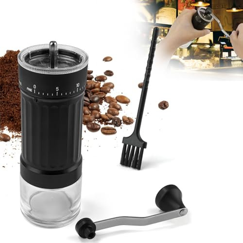AHRLIC Manual Coffee Grinder, Coffee Bean Grinder, Hand Coffee Grinder with 40 Adjustable Settings, Precision Ceramic Burr, Portable for Aeropress, Espresso, Pour Over, Moka Pot, Detachable Handle