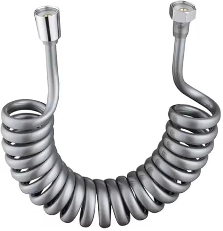 GUIPENG 2/3/5M Spring Flexible Retractable Hose for Showerhead Toilet Bidet Water Pipe Plumbing Bathroom Spiral Flexible Shower Hose(Grey,200cm)
