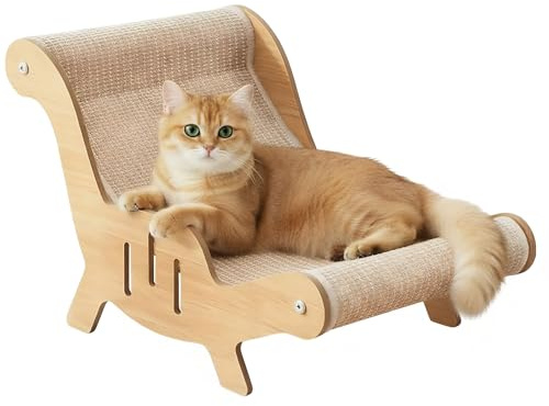 Wooden Sisal Cat Chair - 2-in-1 Cat Scratch Bed | Durable Cat Scratcher Post | Cat Scratching Sofa Bed with No Shedding for Small to Medium Cats