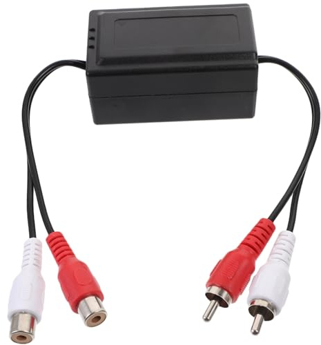 OFFIGAM Isolatore di Loop di Terra e Filtro Antirumore Audio per Auto, Accessori Audio Veicolari Compatibili, Eliminatore di Ronzio e Rumore Amplificatore per Impianti Auto, Installazione