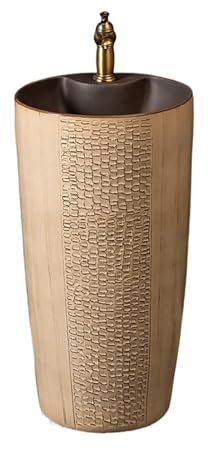 Lavabo Lavabo sur pied en céramique for salle de bain, avec robinet et bonde Facile à installer