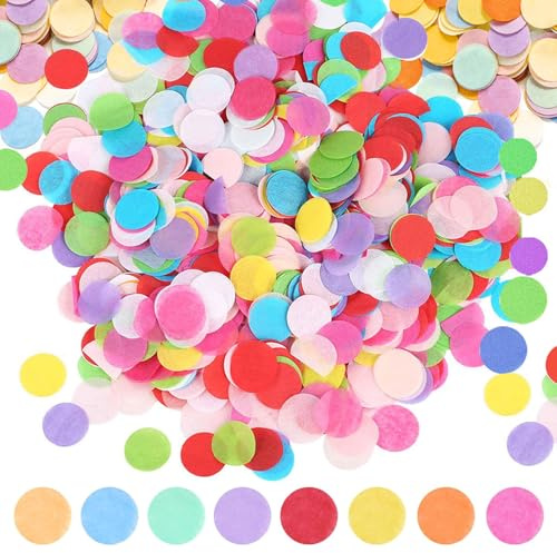 GYIOFAI 18000 piezas de confeti colorido, papel de seda redondo de 2,5 cm, confeti de mesa de 150 g, para decoración de bodas, globos, ceremonia de fiesta de celebración, cumpleaños, aniversario