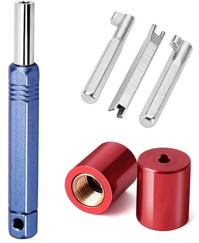 Universal Locking Cap Tool HVAC Kit – Multi-Key Service Tool with 2 Pink Brass 1/4 Refrigerant Locking Caps, Wrench & Removal Set for AC System Efficiency