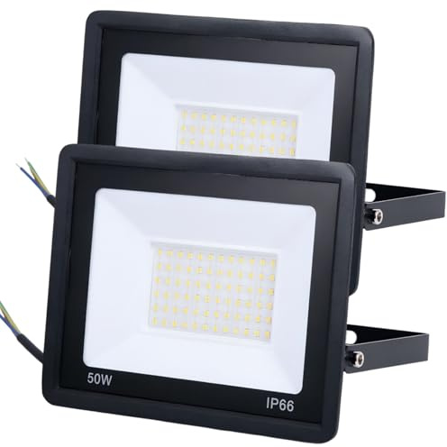 Vexnaro 2 Piezas Foco LED Exterior 30W, 3000LM, 4000K Blanco Natural, IP66 Impermeable, Foco Proyector LED, Luz de Seguridad para Jardín, Patio, Garaje, Terraza, Plaza, Estadio (50, Vatios)