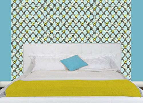 Sommer Vogel Tapete: Été c'est moi mit Kakadus und Grapefruits in hellblau - klassische ornament GMM Vliestapete mit Tieren - edle Design Wand Dekoration (H 2,6m B 46,5cm)