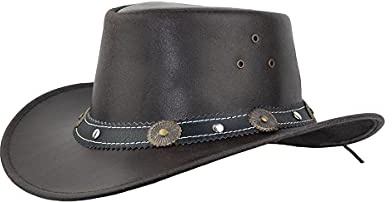 Black Jungle Reedley Lederhut - Klassischer Westernhut, Cowboyhut, Braun, XS