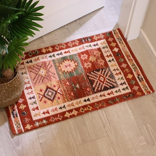 AMIDA Heavy Duty Non-Slip Entrance Rug 50x80cm,Durable Absorbent Door Mats Indoor Rug,Machine Washable Door Mat for Entrance, Inside, Outside, Kitchen,bathroom,living room,Front Back Door(Red)