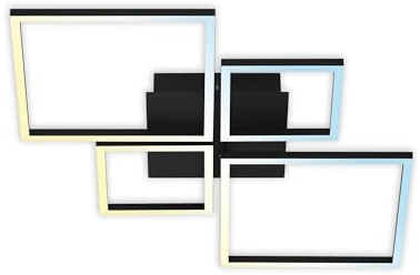 BRILONER Leuchten - LED Deckenleuchte, Deckenlampe dimmbar, inkl. Fernbedienung, Farbtemperatursteuerung, Nachtlichtfunktion und Timer, Schwarz, 38 Watt, 4.000 Lumen, 750x467x75mm (LxBxH), 3093-015