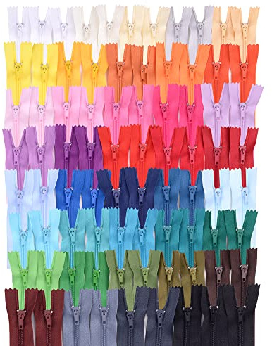 Jajasio Set 80 Reißverschlüsse sortiert nicht teilbar, Ersatz Reissverschluss für Hosen, Kleidung und Tasche Reparaturset 12 cm