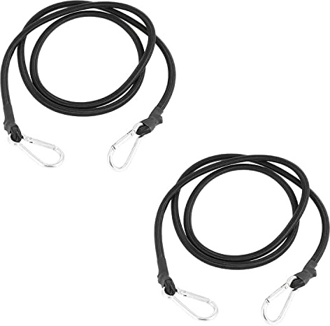 DRERIO 2 st 2 m bungee rep med karbinhake svart extra lång remmar för camping cyklar båt motorcykel