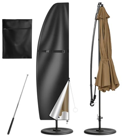 Neween Patio Umbrella Cover Waterproof Outdoor Anti-UV Cantilever Offset Umbrella Cover fit for 7ft to 11ft Parasol, Banana Umbrella Cover with Zipper and Rod