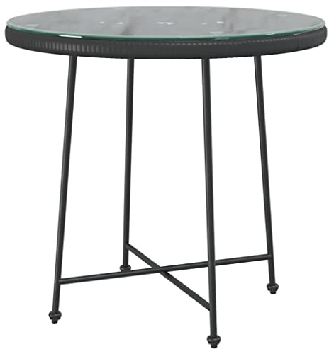 vidaXL Esstisch Gartentisch Terrassentisch Garten Terrasse Bistrotisch Gartenmöbel Balkontisch Glastisch Tisch Stahlrahmen Schwarz Ø80cm Hartglas Stahl