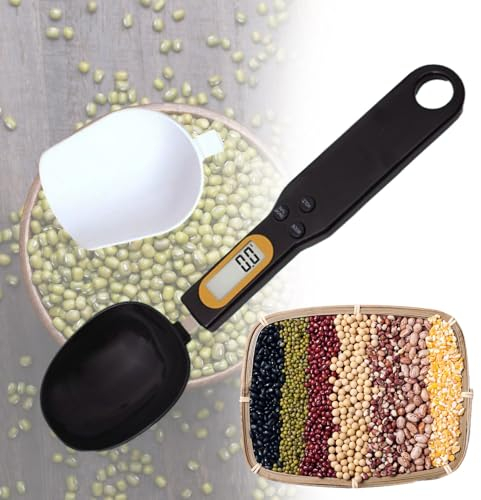 Digital Kitchen Scale, Electronic Gram Measuring Spoon, 500g/0.1g Blue Cute Digital Weight Scale Spoon with 3 Measuring Spoons for Portioning Milk, Tea, Flour, Spices, Medicine (Color : Black, Size